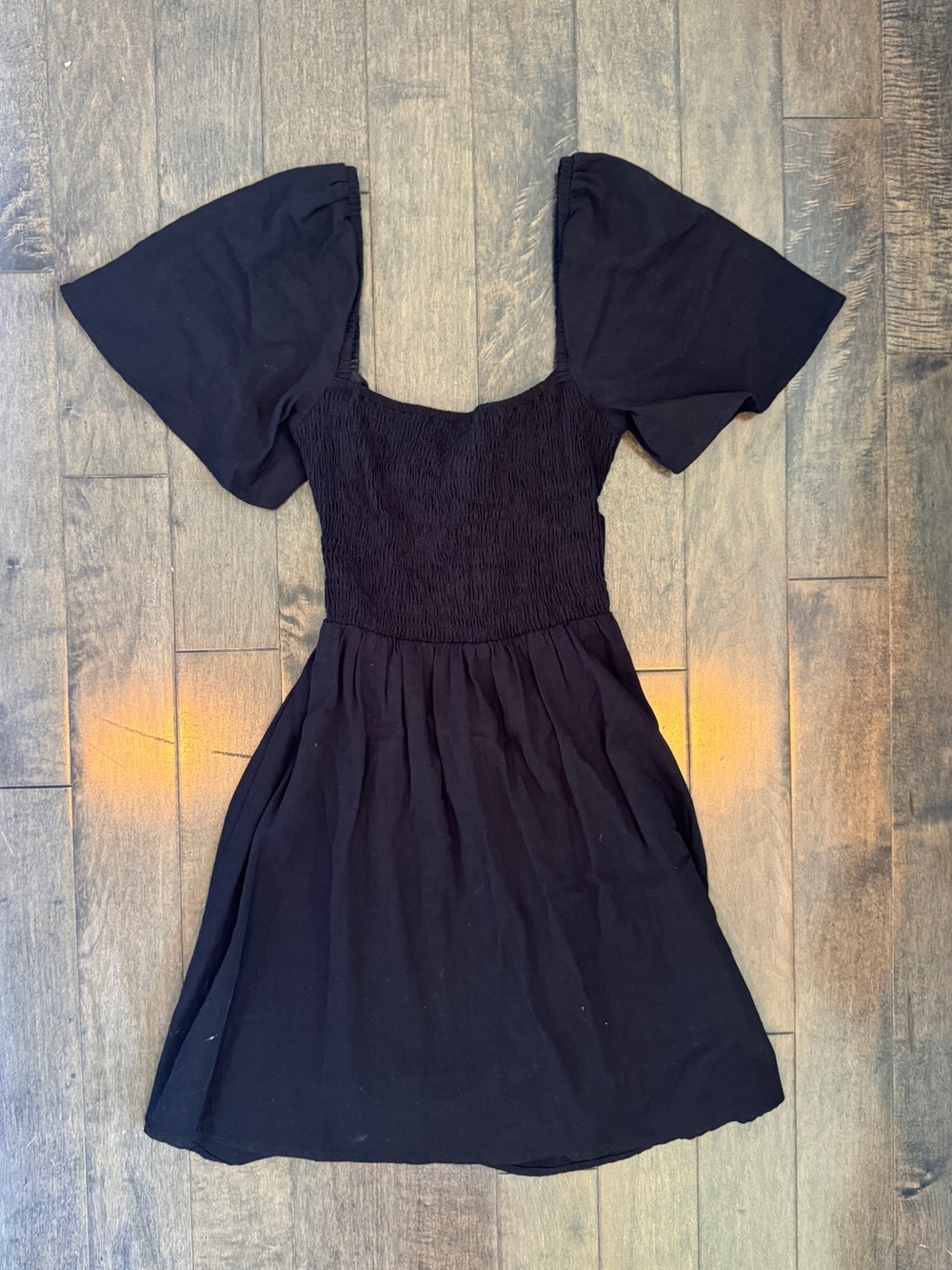 Princess Polly Black Puff Sleeve Smocked Mini Dress